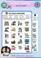 Vista previa - Hojas de trabajo - MY DAILY ROUTINE – Matching Worksheet - Portada