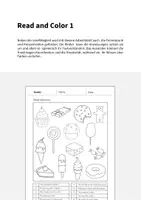Vorschau - Arbeitsblätter - Sweets: Read and Color 1 (Englisch) - Seite 1