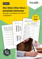 Vorschau - Arbeitsblätter - Wer? Wem? Wen? Was? – Satzglieder bestimmen - Deckblatt