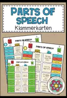 Vorschau - Stationenlernen - Parts of Speech Englisch – Wortarten, Nomen, Verben, Adjektive, Grammatik, Aufgabenkarten, selbstständiges Üben | Klammerkarten - Deckblatt