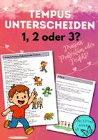 Vorschau - Spiele - Zeiformen-Spiel: Präsens, Präteritum oder Perfekt, wie 1, 2 oder 3? - Deckblatt