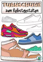Vorschau - Mal- und Bastelvorlagen - Turnschuhe zum Ausmalen / Selbstgestalten - Kunstprojekt - Deckblatt
