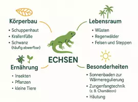 Vorschau - Arbeitsblätter - AB mit Fragen zum Thema "Echsen" + Lösungsblatt + Mindmap + Infografik - Seite 2
