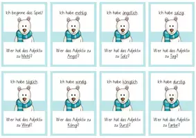 Vorschau - Spiele - Ich habe... Wer hat...? - Adjektive mit ig und lich - Seite 1