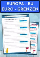 Vorschau - Arbeitsblätter - EUROPA - Erklärung der Begriffe Europa, EU, Euro und Grenzen Europas - Erdkunde für die Sek 1 - Deckblatt