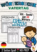 Aperçu - Feuilles d'exercices - XXL Wörtersuche / Suchsel (Vatertag) Fête des pères Allemand - Page de couverture