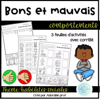 Aperçu - Feuilles d'exercices - Feuilles d'activités- Bon ou mauvais comportement - Page de couverture