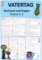 Vorschau - Stationenlernen - Vatertag – Sachtext & Leseverständnis für Klasse 3, 4 - Deckblatt