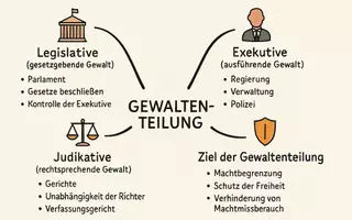 Vorschau - Arbeitsblätter - Lernposter + AB mit Fragen zum Thema "Gewaltenteilung" + Lösungsblatt + Mindmap + Infografik - Seite 2