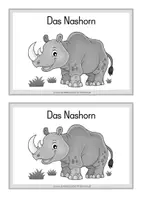Vorschau - Stundenentwürfe - Tierkartei mit Abschreibheftchen - NASHORN - Seite 1