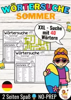 anteprima - Esercizi - XXL Wörtersuche / Suchsel (Sommer) Jahreszeiten Estate Stagioni Tedesco - Pagina di copertina