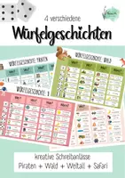 Vorschau - Spiele - Würfelgeschichten / Schreibanlass: Piraten+Safari+Wald+Weltall - Deckblatt