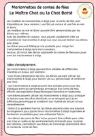 Aperçu - Matériel pour travaux manuels / dessin - Le Maître Chat ou le Chat Botté – Marionnettes à doigts avec décors et pochette - Page 1