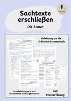 Vorschau - Arbeitsblätter - Sachtexte erschließen - Bienen (inkl. Musterlösung und dreifacher Differenzierung) - Deckblatt
