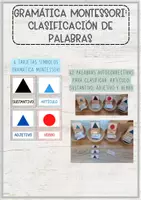 Vista previa - Refuerzo / NEE / Materiales de apoyo - Gramática Montessori: clasificación de palabras - Portada