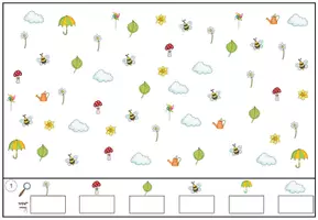 Vorschau - Arbeitsblätter - 4x Suchen und Zählen Frühling Zahlenraum 10 - Seite 1