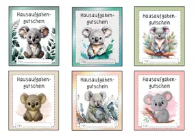 Vorschau - Bildkarten - 6 Hausaufgabengutscheine "Koala" - Seite 2