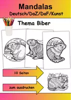 Vorschau - Mal- und Bastelvorlagen - Mandalas Thema Biber - Grundschule - Bastelvorlagen - Deckblatt