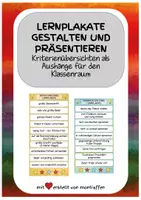 Vorschau - Poster - Lernplakate gestalten und präsentieren: Kriterienaushänge für den Klassenraum (Referat und Vortrag) - Deckblatt