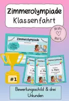 Vorschau - Anderer Materialtyp - Klassenfahrt Zimmerolympiade – Vorlage mit Urkunden für Grundschule (Teamarbeit & Ordnung) - Deckblatt