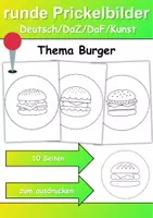 Vorschau - Mal- und Bastelvorlagen - runde Prickelbilder / Fensterbilder Thema Burger - Grundschule - Bastelvorlagen - Deckblatt