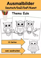 Vorschau - Mal- und Bastelvorlagen - Ausmalbilder Thema Eulen - Grundschule - Bastelvorlagen - Deckblatt