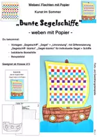 Vorschau - Mal- und Bastelvorlagen - Kunst im Sommer: "Bunte Segelschiffe" (Weben mit Papier) - Deckblatt