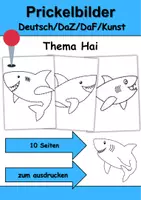 Vorschau - Mal- und Bastelvorlagen - Ausmalbilder & Prickelbilder PAKET Thema Haie - Grundschule - Bastelvorlagen - Seite 1