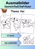 Vorschau - Mal- und Bastelvorlagen - Ausmalbilder Thema Haie - Grundschule - Bastelvorlagen - Deckblatt