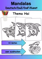 Vorschau - Mal- und Bastelvorlagen - Mandalas Thema Haie - Grundschule - Bastelvorlagen - Deckblatt