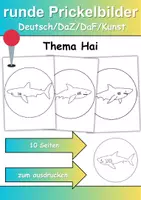 Vorschau - Mal- und Bastelvorlagen - runde Prickelbilder / Fensterbilder Thema Haie - Grundschule - Bastelvorlagen - Deckblatt