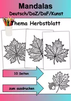 Vorschau - Mal- und Bastelvorlagen - Mandalas Thema Herbstblätter - Grundschule - Bastelvorlagen - Deckblatt