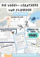Vorschau - Mal- und Bastelvorlagen - Die Vögel- Lerntheke und Flipbook mit | Unterrichtsreihe "Wirbeltiere", Biologie 5./6. Klasse - Deckblatt