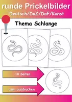 Vorschau - Mal- und Bastelvorlagen - runde Prickelbilder / Fensterbilder Thema Schlangen - Grundschule - Bastelvorlagen - Deckblatt