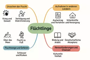 Vorschau - Arbeitsblätter - Lernposter + Arbeitsblätter zum Thema "Flüchtlinge" + Lösung & MP3 + Mindmap + Infografik - Seite 3