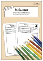 Vorschau - Stationenlernen - Lerntheke Schlangen - Wortwolke und Mindmap (Einstieg) - Deckblatt