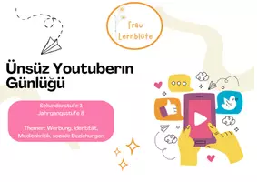 Vorschau - Unterrichtsreihen - Ünsüz Youtuberın Günlüğü – Jugendroman (Türkisch) - Deckblatt