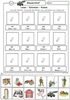 Vorschau - Arbeitsblätter - Lesen und Kleben, Leseübung Lernwörter Bauernhof 1. Klasse, DaZ, Förderschule - Seite 1