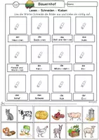 Vorschau - Arbeitsblätter - Lesen und Kleben, Leseübung Lernwörter Bauernhof 1. Klasse, DaZ, Förderschule - Seite 2