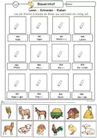 Vorschau - Arbeitsblätter - Lesen und Kleben, Leseübung Lernwörter Bauernhof 1. Klasse, DaZ, Förderschule - Seite 3