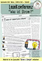 Vorschau - Präsentationen/Tafelbilder - Lesekonferenz I "Was ist Strom? I Kl. 3-5 - Deckblatt