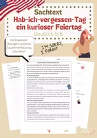 Vorschau - Arbeitsblätter - Sachtext: Hab ich vergessen Tag Klasse 5/6 - Deckblatt