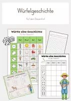 Vorschau - Arbeitsblätter - Würfelgeschichte - Auf dem Bauernhof - Deckblatt