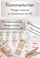 Vorschau - Stationenlernen - Zahlenraum bis 20, Klammerkarten "Mengen erkennen", Zahlvorstellung, Zahlenraumerweiterung - Deckblatt