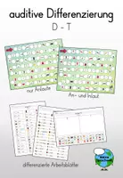 Vorschau - Arbeitsblätter - auditive Differenzierung D - T (Spielfeld + Arbeitsblätter) - Deckblatt