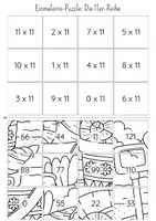Vorschau - Spiele - Einmaleins Rechenpuzzle | 11er-Reihe | Ausmalbild Sommer Edition - Seite 2