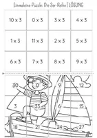 Vorschau - Spiele - Einmaleins Rechenpuzzle | 3er-Reihe | Ausmalbild Sommer Edition - Seite 3