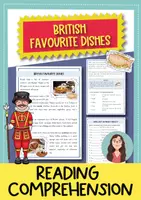 Vista previa - Hojas de trabajo - British favourite dishes: reading comprehension + grammar (inglés) - Portada
