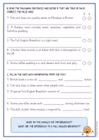 Vista previa - Hojas de trabajo - British favourite dishes: reading comprehension + grammar (inglés) - página 3