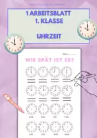 Vorschau - Arbeitsblätter - Uhrzeit – Ganze Stunden: für die 1. Klasse - Arbeitsblatt - Deckblatt